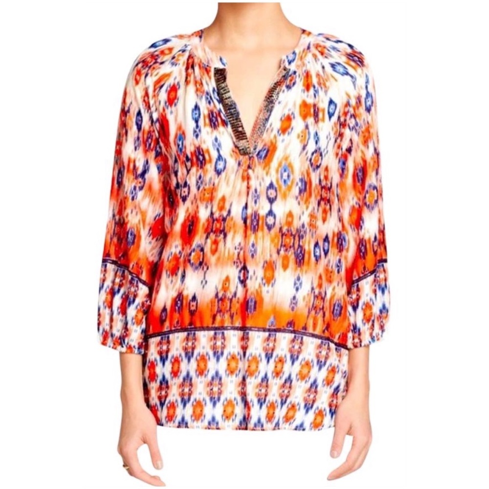beachlunchlounge Red Alia Beaded Ikat Print Size Small